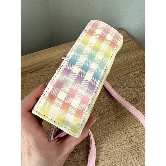 NWOT Wonder Nation Gingham Checkered Pastel Rainbow Plaid Mini Crossbody Bag - Picture 5 of 6